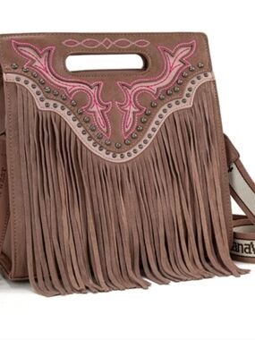 Montana West Boot Stitch Embroidered Concealed Carry Tote/Crossbody -Dusty Pink